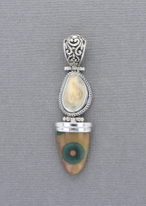 Sterling Silver Elk Ivory Pendant with Jasper